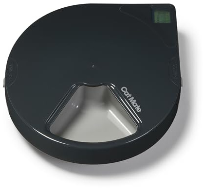 Cat Mate 5-Meal Automatic Pet Feeder, 330g per Bowl, Grey | Twin Ice Packs, Programmable Digital Timer, Wet & Dry Food, Up to 330g Per Portion, Suitable for Wet & Dry Food