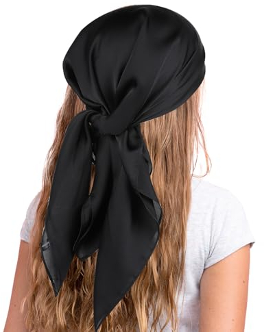 COMNICO Kopftuch Satin Haarschal für Damen Halstücher Quadratisch wie Seide Bandana Haarwickel Schal zum Schlafen (27,5 Zoll)