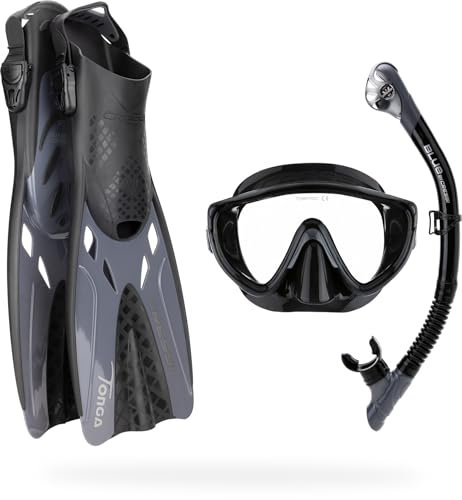 Cressi Tino Adventure Set Snorkeling Sets, Schwarz/Graphit, L/XL