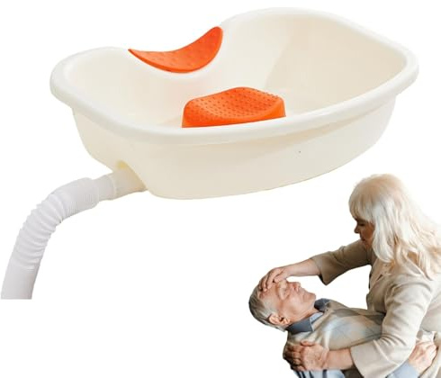 Bacino di lavaggio dei capelli per BedRidden Bacino di lavaggio dei capelli Bacino di shampoo con supporto per il collo Vassoio di amici riutilizzabili con tubo di scarico per la testiera, haicut