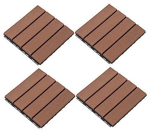 Operitacx 4pezzi Piastrelle Autobloccanti Per Terrazze Esterne Pavimenti in Plastica Autobloccanti Per Patio e Balconi Tappeti in Plastica Per Esterni Resistenti Al Sole Intemperie