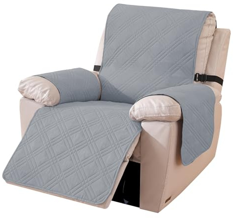 Ystyle Copripoltrona Relax Reclinabile, Reversibile Copri Poltrona Con Braccioli Universale, Copertura Poltrona Elettrica Antigraffio Antimacchia (1 Posto, Grigio Chiaro + Beige)