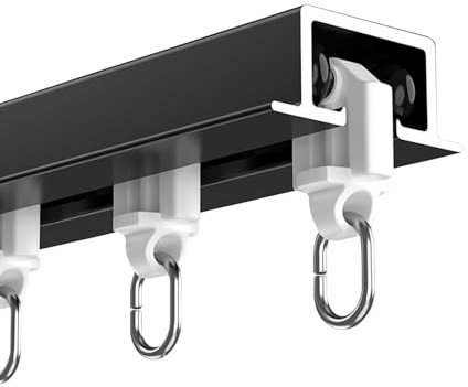 Recessed Curtain Track 70 100 120 180 200 300 500 600 cm Aluminium Silent Curtains Rail System Drapery Curtain Glider for Bathroom, Kitchen, Garderobe, Balcony(Black,410cm)