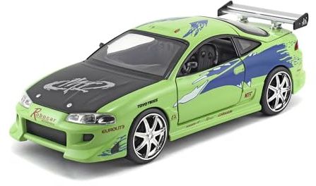 Fast & Furious 1995 Mitsubishi Eclipse 1:24 Modelo de Coche Fundido a presión, Juguetes para niños y Adultos, vehículo de coleccionar y Jugar