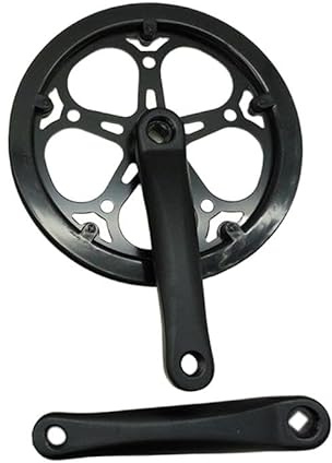 KiBcsLic Manivelle Vélo Plateau Ensemble Manivelle Pédalier Aluminium Léger Protection Chaîne Montage Facile Adapté Adultes Vélo Pliant Urbain Réparation Cycli, Noir