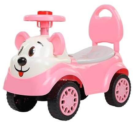 Voiture Porteur Enfant Voiture for Tout-Petits avec Dossier et Rangement de Musique, sûre et Confortable, Marche coulissante, Pied au Sol Vélo-Trolley(Roze,No Pedals)