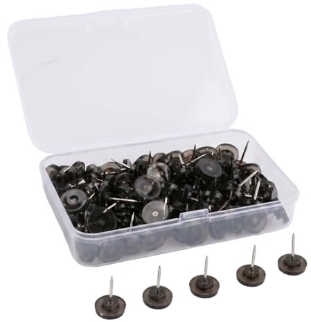 100 Piezas Chinchetas para Corcho Negro, Chinchetas Redondas con Caja de Plástico Sólido, Plastico Chincheta Planas Alfileres de Empuje, para Corcho, Tablones, Mapas, Pósters, Tablones de Anuncios