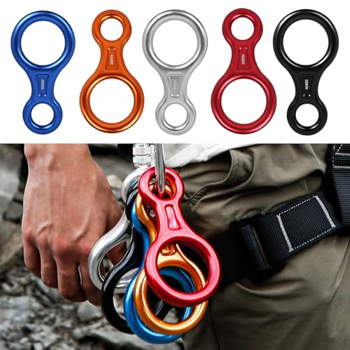 Wiffe Multipurpose 35KN Fig 8 Belay Device, Aluminum Climbing Descender Suitable for Outdoor Recreation, Supports 8-13mm Rope Abseil Gear