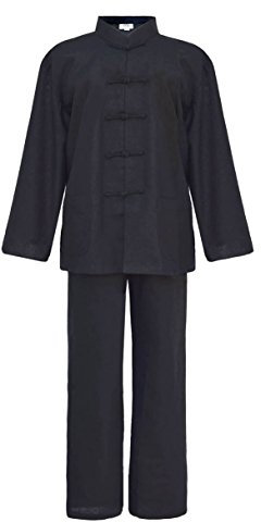 Laciteinterdite Herr blå bomull Tai chi, Qi Gong, kung fu kostym, svart, M
