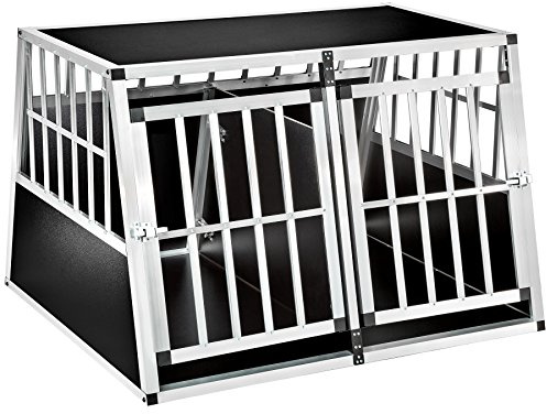 tectake® Box da Trasporto Doppio per Cane, Design Sicuro, Facile da Montare e Pulire, Materiali Resistenti, Adatto per Automobile, Trasportino, Dimensioni 104x90,5x69 cm - con Divisorio