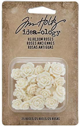 Tim Holtz Idea-ology Embellishments, Heirloom Roses, Pack of 25, Assorted Sizes, White, TH93210