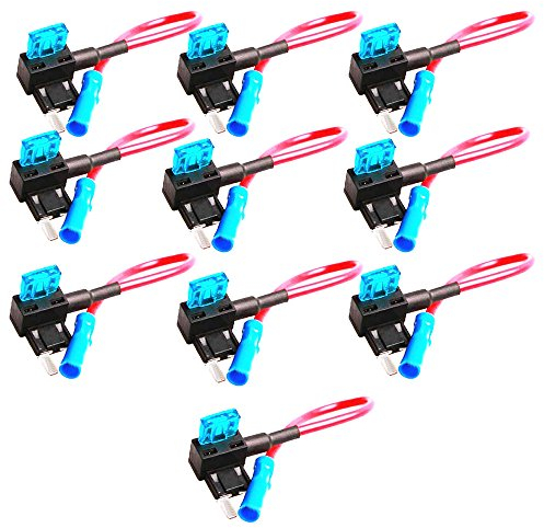 Mintice 10 X 12V 24V Auto LKW Mini Flachsicherungsadapter Sicherungshalter für Spannungsabgriff KFZ Flachsicherungen Autosicherungs