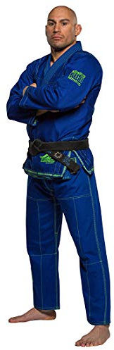 FUJI Suparaito BJJ GI and Martial Arts Uniform - Brazilian Jiu Jitsu Gi with Pearl Weave Jacket, Blue, Size A6