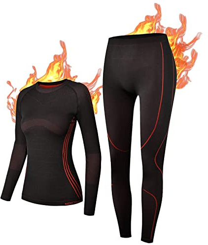 NOOYME Intimo Termico Donna Biancheria Intima Termica Funzionale Donna Pantaloni e Maglia Termica Traspirante Asciugatura Rapida per Sci Corsa Palestra