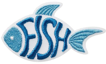 Mono Quick 08223 Fisch mit Schrift Bügelbild, Patch, ca. 3,8 x 6,5 cm Meer Fish Blau