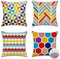 Ohok Wasserdicht Kissenbezug 45x45 cm, 4er Set Dekorativ Outdoor Kissenhülle Deko Sofakissen Couchkissen Zierkissenbezüge für Sofa Wohnzimmer Balkon Garten Auto (Bunt Geometrie)
