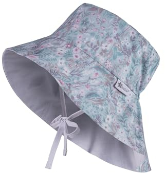 Sterntaler Sonnenhut Zweige mit Bindeband - Sommerhut Mädchen mit UV 50+, schützt den Kopf vor der Sonne - Sonnenhut Baby mit Größenregulierung - helltürkis, 49