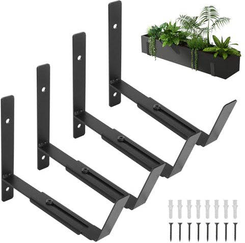 Knpwer 4 supporti per fioriere da balcone, regolabili per finestre da 6 a 12 pollici, supporto per scaffale da balcone, per ringhiere tubolari, pareti, ledge