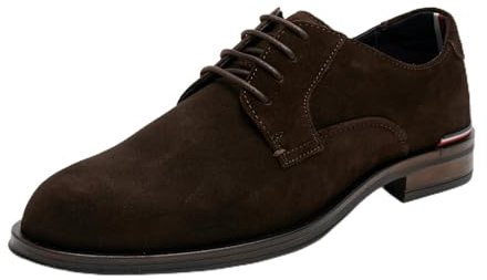 Tommy Hilfiger Calzado Derby Hombre Suede con Puntera Redonda, Marrón (Dark Coffee), 40 EU