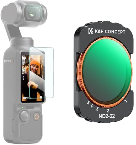 K&F CONCEPT ND-filter kompatibelt med DJI Osmo Pocket 4/3 | Magnetiskt ND-filter, kompatibelt med DJI Osmo Pocket 3/4, variabelt ND filter ND2-ND32, 1–5 bländarsteg, FD161