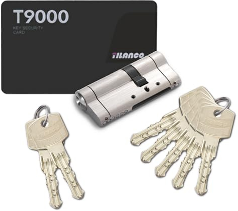 Cerradura de cilindro 40 50 mm, Anti-Ruptura Cerradura de cilindro de embutir de doble apertura con llave AB, 5 llaves principales y tarjeta de código