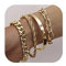 KRFY 4Pcs Chunky Gold Bracelets for Women Waterproof, Women's Gold Bracelet Stack Non Tarnish Chunky Link Bracelets Pack Thick Layered Cable Chain Paperclip Snake Bracelet