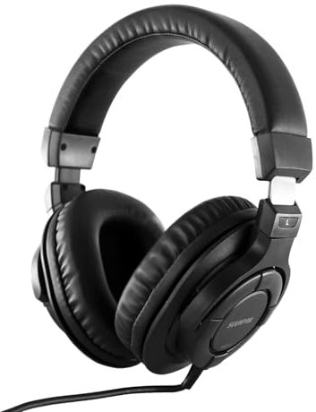 SUUNTOK Over Ear Wired Headphones MR810, Studio Monitor Headset with Closed Back Design Flexibale Professional Stereo Headphone with 3m Cable for Studio Monitering, Recording, Podcasting (Black)