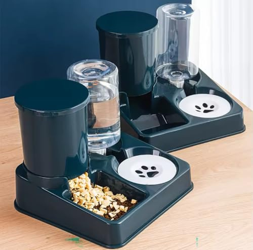 Distributeur Automatique de Nourriture et Eau pour Chat et Petit Chien – Gamelle 2-en-1, Réservoir 1L, 1.6Lb Croquettes, Plastique sans BPA
