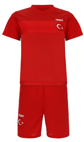 Blackshirt Company Türkei Kinder Sport Trikot Set - Fußball WM EM Fan Zweiteiler Türkiye - Rot Größe 116