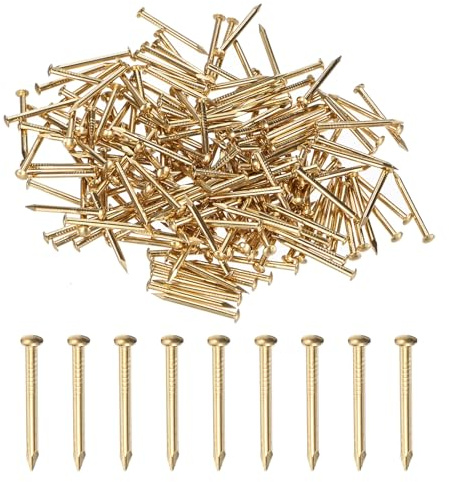M METERXITY 200 Pcs Piccoli Chiodini, 2mm x 25mm Chiodi Di Precisione In Ottone Con Testa Tonda Per Legno/DIY Decorazioni/Accessori Per La Casa/Appendi Quadri
