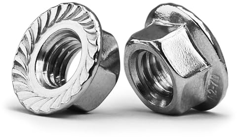 M12-1.75 Serrated Flange Hex Nuts, Hexagon Flange Nuts 304 Stainless Steel, Metric Hex Lock Nuts, DIN6923 (20 pcs)