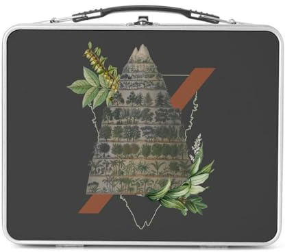 Lunch Box Métal Argenté pour Sandwich et Snack - Collage Altitude et Végétation Planche Botanique Illustration Ancienne - Boîte à Goûter Aluminium Gamelle Rigide Style Rétro Imprimée en France