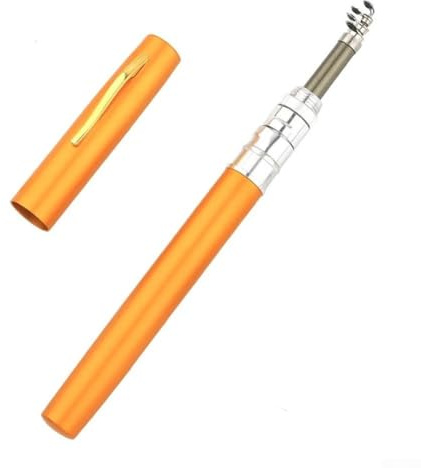 Gdfnmogo Telescopic Pocket Fishing Rod, For Ultra-Light Aluminum Alloy, 1-Meter Compact Pen-Style Rod for Freshwater and Travel Fishing(YELLOW)