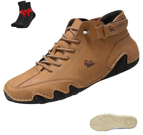 Topmis Alpaca Barefoot Shoes,Unisex Waterproof Leather Barefoot Shoes,Outdoor Leisure Ankle Boots,Non-Slip Breathable Sneaker(Light brown,8.5UK)