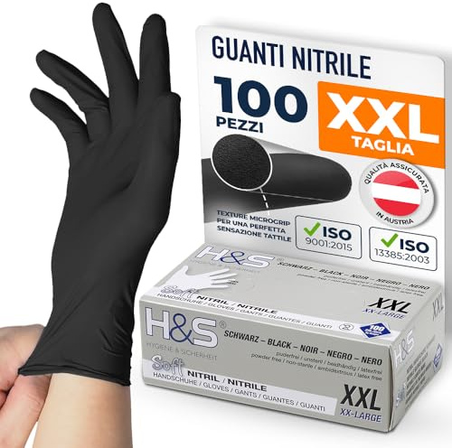 ISC Hygiene & Safety Gants Nitrile Jetables – 100x, noir, XXL