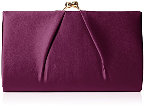 Swanky Swans Mira Satin Classic Frame Bag, Damen Clutch, Purple, 5.1x12x20.8 cm (W x H L)