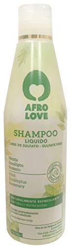 Afro Love Tiefenreinigendes Shampoo ohne Silikone, Sulfate und Parabene Für Lockiges Haar 290ml, Mit Minze, Eucalyptus und Rosmarin