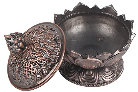 Akozon brons zinklegering 2 delar färger vintage återflöde rökelsebrännare censer pinne konhållare kinesisk mini censer ornament för hem kontor dekoration
