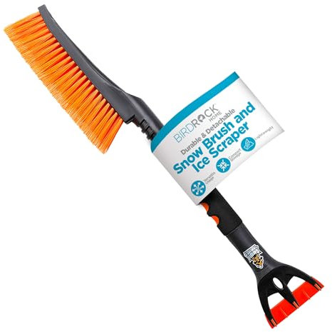 BIRDROCK HOME Snow Brush with Detachable Ice Scraper for Car - Flexible Snow Remover and Windshield Cleaning Tool with Wide Bristle Brush - Winter Sweeper for Auto, SUV - Size: 24 L x 9 W - 1 Pack