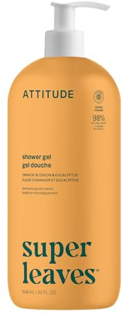 ATTITUDE Body Wash, EWG Verified Shower Gel, Dermatologically Tested, Plant and Mineral-Based, Vegan Personal Care Products, Orange Blossom & Eucalyptus, 32 Fl Oz