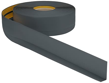ProfiPVC Perfil Angular Suelo 50x20mm - 20 metros, Rodapié de acabado, ideal para cocina y baño, cinta autoadhesiva de PVC, rodapié flexible y blanda, Antracita