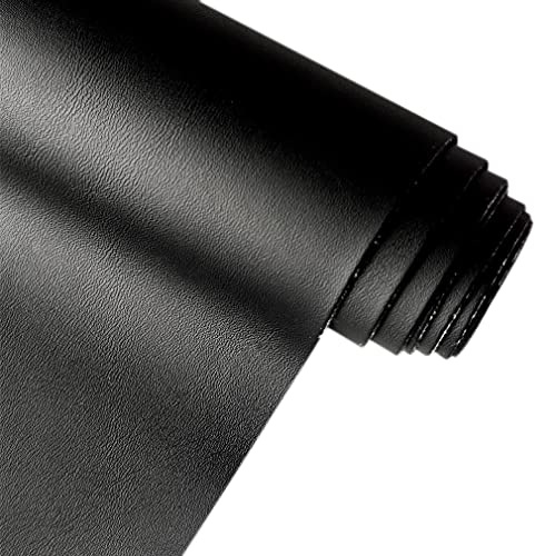 XHT Smooth Black Faux Leather Roll 11.8x53 Soft Classic Synthetic Upholstery Crafts Fabric for DIY Furniture Shoes Accessories