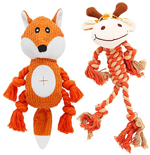 Hundespielzeug aus Seil, um sie beschäftigt zu halten – Tauziehen Hundespielzeug gegen Langeweile, Plüsch, interaktives, quietschendes Welpenspielzeug für kleine, mittelgroße und große Hunde