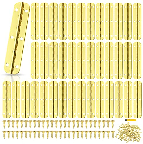 xianzhanEU 40 Stk Scharnier Edelstahl, Mini Scharniere Klappbar mit 240 Schrauben für Wohnmöbel Hardware Schrank, Fenster und Schranktüren (Gold)