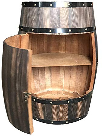 Solid Wood Oak Barrel Wine Cabinet with Locking Door - Decorative Beer Barrel Display - Natural Wood Storage - Perfect Wine Cellar Decoration