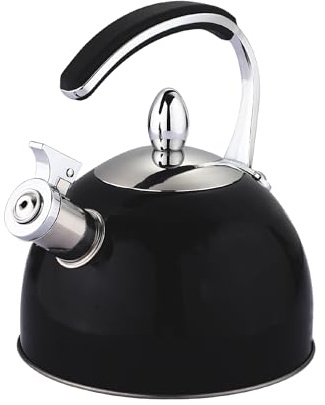Buckingham Stove Top Whistling Kettle Classic Design Durable Stainless Steel Teapot for All Hob Types Including Induction 2 litres (Matt Black)
