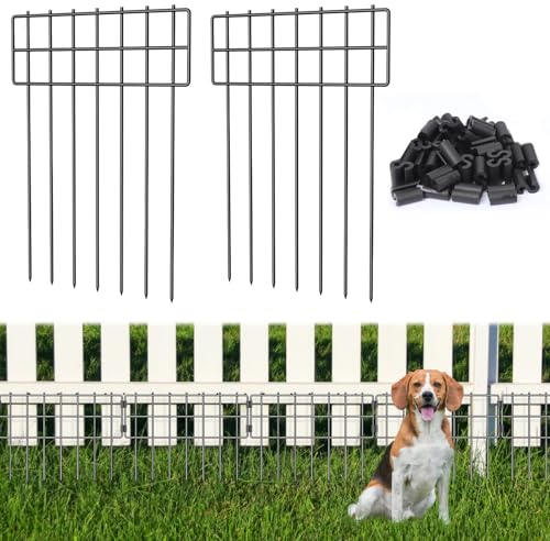 LIANTRAL Vallas de jardín, barreras animales, Valla metálica decorativa al aire libre, valla sin excavación, vallas animales para perros y conejos, patios, terrazas, total 42 cm x 7,63 m, 25 piezas