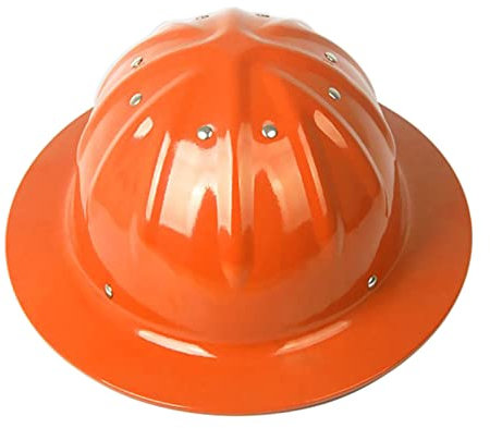 Full Brim Aluminum Hard Hat,Construction Safety Helmet,Rivet Reinforced Hardhats,Head Protection Work Cap for Industrial Miner's Forestry,Orange