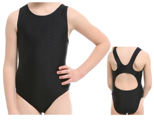 Maillot de bain une pièce pour fille - Maillot de bain de sport - Maillot de bain pour enfants - Bikini 3-12 ans, Noir , 8-9 ans