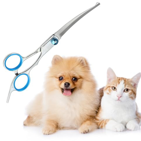 Joynine Professional Curved Dog Grooming Scissors for Pets - 17 cm - Ideal for Cutting Hair of Dogs and Cats